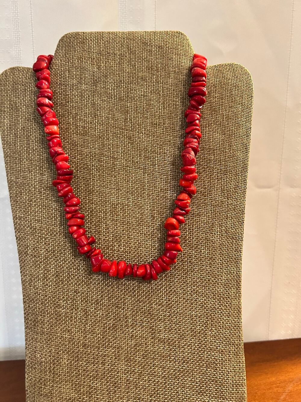 Vintage 18" Red Coral Branch Necklace Lobster Clasp